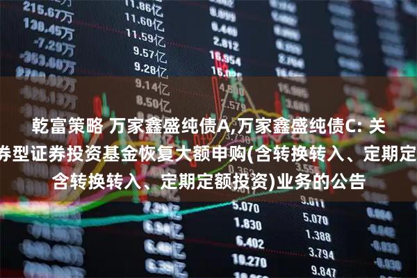 乾富策略 万家鑫盛纯债A,万家鑫盛纯债C: 关于万家鑫盛纯债债券型证券投资基金恢复大额申购(含转换转入、定期定额投资)业务的公告